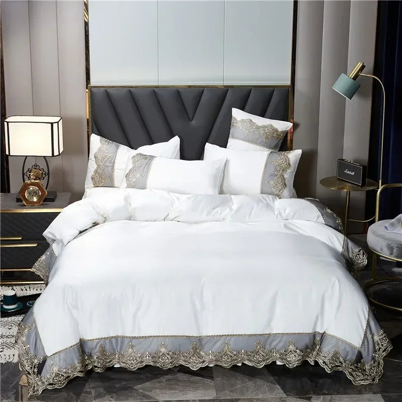 LaceAura Washed Silk Bedding Set