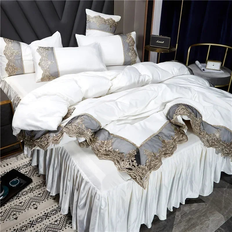LaceAura Washed Silk Bedding Set